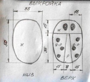 выкройка божьей коровки